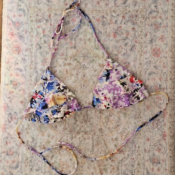 Victoria's Secret Other - Victoria's Secret Floral Multicolor Triangle Ruffle Bikini Top